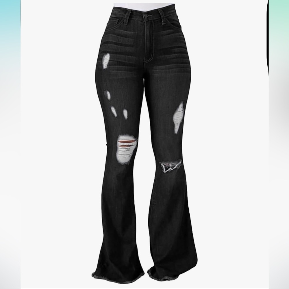 Women's Black Distressed Jeans
